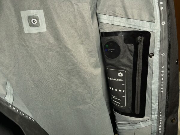 エックスシェルター(R)プレミアム超透放湿ウルトラレインジャケット内側サーモメータ画像